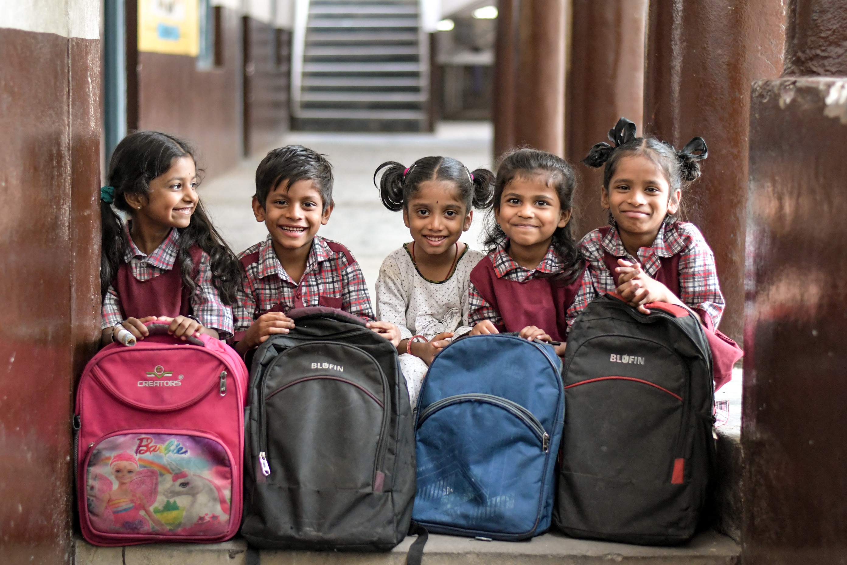 Students with school kits