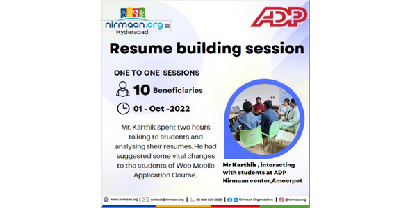 Resume Building Session at Nirmaan Ameerpet Center