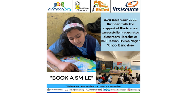 Nirmaan with the support of Firstsource successfully inaugurated classroom libraries at KPS Jeevan Bhima Nagar School, Bangalore.