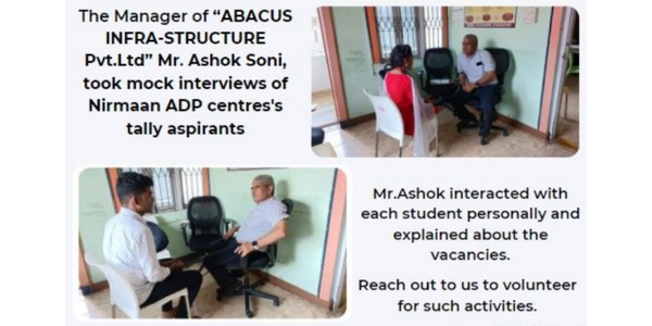 Abacus Infrastructures Pvt. Ltd. Mr. Ashok Soni has Visited ADP-YEP NIRMAAN Center